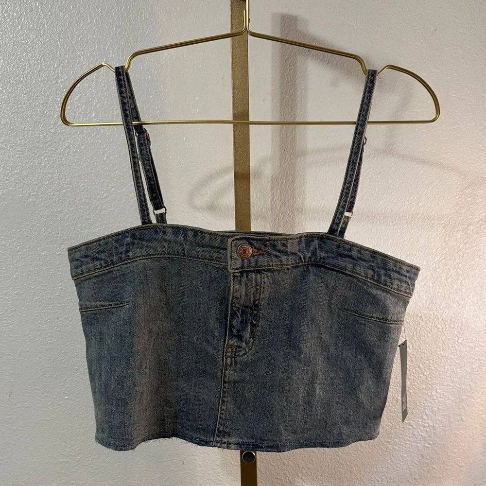Wild Fable Denim Blue Crop Top